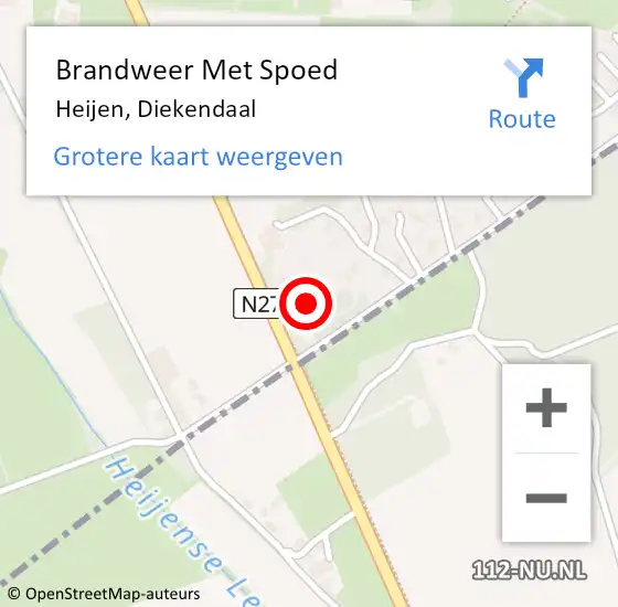 Locatie op kaart van de 112 melding: Brandweer Met Spoed Naar Heijen, Diekendaal op 18 maart 2018 17:29