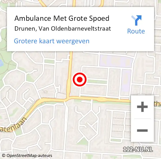 Locatie op kaart van de 112 melding: Ambulance Met Grote Spoed Naar Drunen, Van Oldenbarneveltstraat op 18 maart 2018 17:44