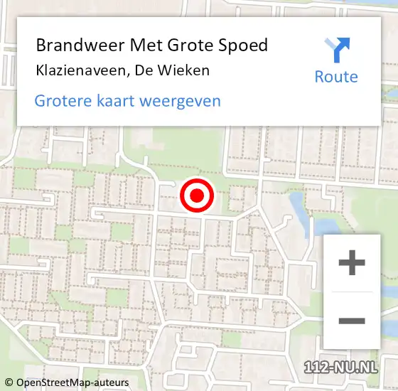 Locatie op kaart van de 112 melding: Brandweer Met Grote Spoed Naar Klazienaveen, De Wieken op 18 maart 2018 18:26