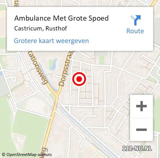 Locatie op kaart van de 112 melding: Ambulance Met Grote Spoed Naar Castricum, Rusthof op 18 maart 2018 18:43
