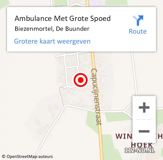 Locatie op kaart van de 112 melding: Ambulance Met Grote Spoed Naar Biezenmortel, De Buunder op 18 maart 2018 19:44