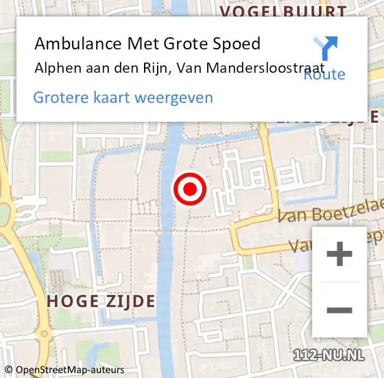 Locatie op kaart van de 112 melding: Ambulance Met Grote Spoed Naar Alphen aan den Rijn, Van Mandersloostraat op 18 maart 2018 20:05