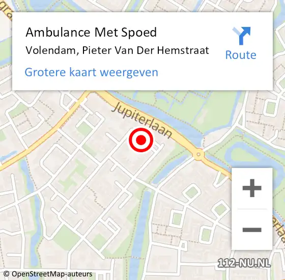 Locatie op kaart van de 112 melding: Ambulance Met Spoed Naar Volendam, Pieter van der Hemstraat op 18 maart 2018 20:08