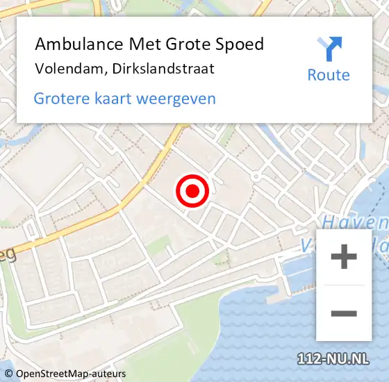 Locatie op kaart van de 112 melding: Ambulance Met Grote Spoed Naar Volendam, Dirkslandstraat op 18 maart 2018 20:43