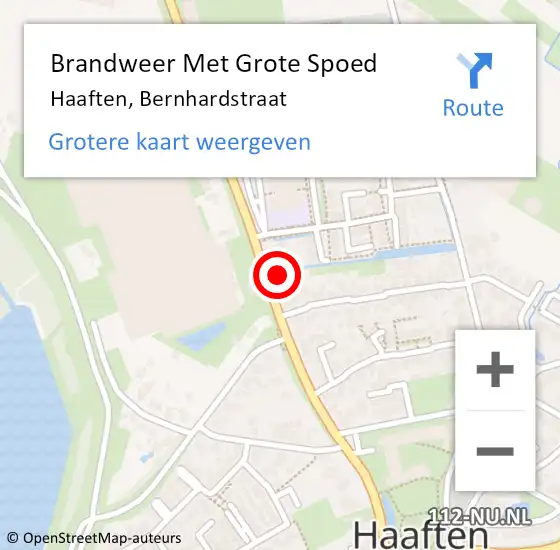 Locatie op kaart van de 112 melding: Brandweer Met Grote Spoed Naar Haaften, Bernhardstraat op 18 maart 2018 21:37