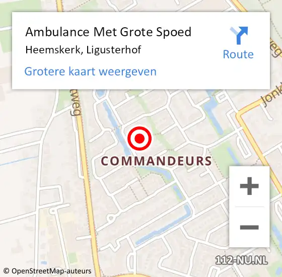 Locatie op kaart van de 112 melding: Ambulance Met Grote Spoed Naar Heemskerk, Ligusterhof op 18 maart 2018 23:28