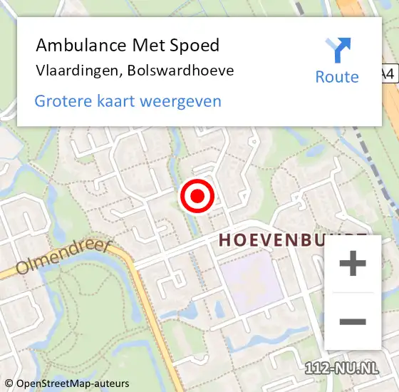 Locatie op kaart van de 112 melding: Ambulance Met Spoed Naar Vlaardingen, Bolswardhoeve op 19 maart 2018 01:25