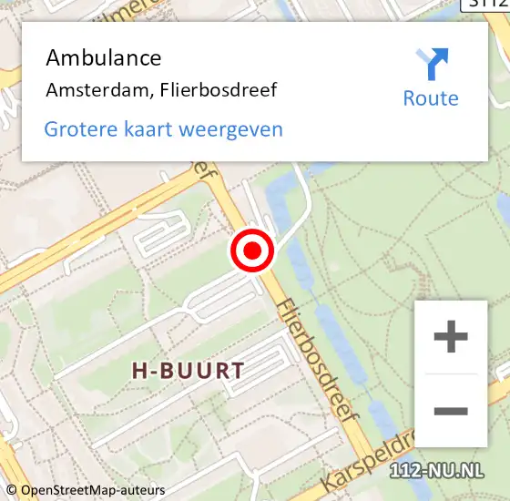 Locatie op kaart van de 112 melding: Ambulance Amsterdam, Flierbosdreef op 19 maart 2018 01:27