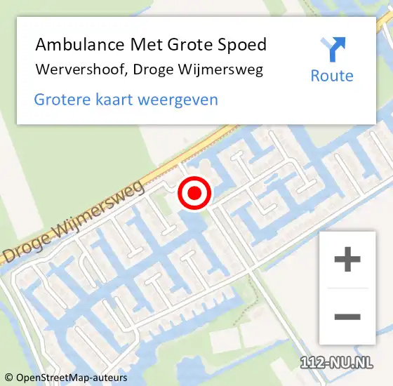 Locatie op kaart van de 112 melding: Ambulance Met Grote Spoed Naar Wervershoof, Droge Wijmersweg op 19 maart 2018 01:30