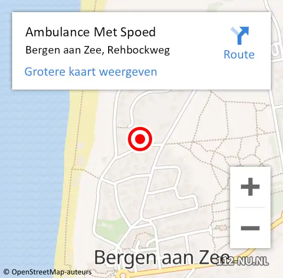 Locatie op kaart van de 112 melding: Ambulance Met Spoed Naar Bergen aan Zee, Rehbockweg op 19 maart 2018 03:23