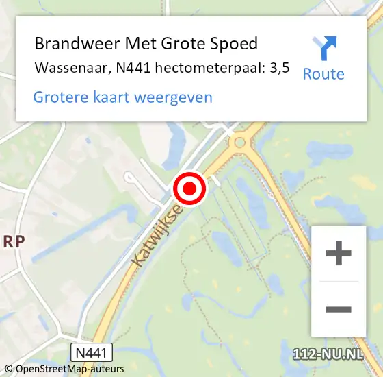Locatie op kaart van de 112 melding: Brandweer Met Grote Spoed Naar Wassenaar, N441 hectometerpaal: 3,5 op 19 maart 2018 05:30