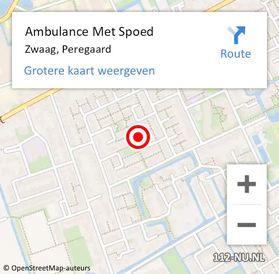 Locatie op kaart van de 112 melding: Ambulance Met Spoed Naar Zwaag, Peregaard op 19 maart 2018 06:23