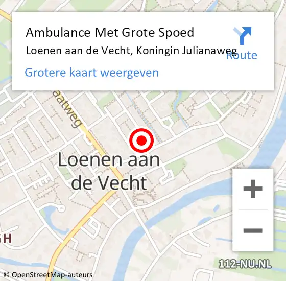 Locatie op kaart van de 112 melding: Ambulance Met Grote Spoed Naar Loenen aan de Vecht, Koningin Julianaweg op 19 maart 2018 06:29