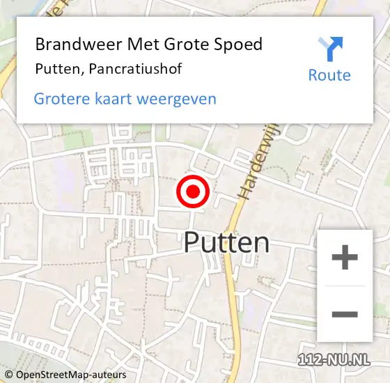 Locatie op kaart van de 112 melding: Brandweer Met Grote Spoed Naar Putten, Pancratiushof op 19 februari 2014 14:34