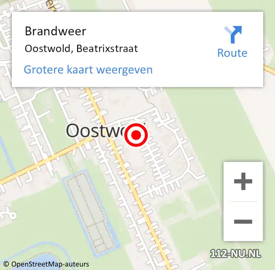Locatie op kaart van de 112 melding: Brandweer Oostwold, Beatrixstraat op 19 maart 2018 07:25