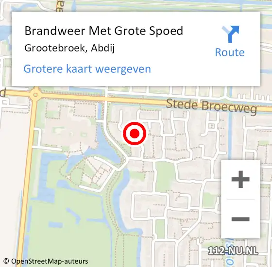 Locatie op kaart van de 112 melding: Brandweer Met Grote Spoed Naar Grootebroek, Abdij op 19 maart 2018 08:02