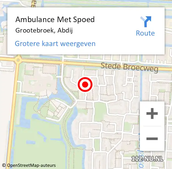 Locatie op kaart van de 112 melding: Ambulance Met Spoed Naar Grootebroek, Abdij op 19 maart 2018 08:09