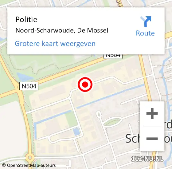 Locatie op kaart van de 112 melding: Politie Noord-Scharwoude, De Mossel op 19 maart 2018 08:17
