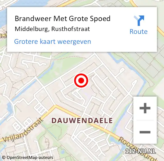 Locatie op kaart van de 112 melding: Brandweer Met Grote Spoed Naar Middelburg, Rusthofstraat op 19 maart 2018 08:55