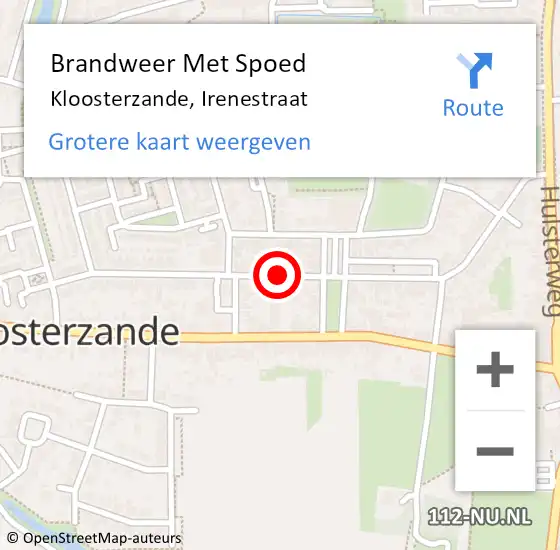 Locatie op kaart van de 112 melding: Brandweer Met Spoed Naar Kloosterzande, Irenestraat op 19 februari 2014 14:47