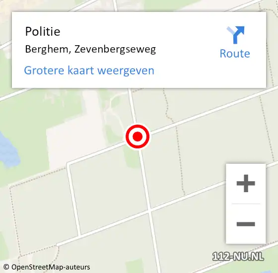 Locatie op kaart van de 112 melding: Politie Berghem, Zevenbergseweg op 19 maart 2018 09:38