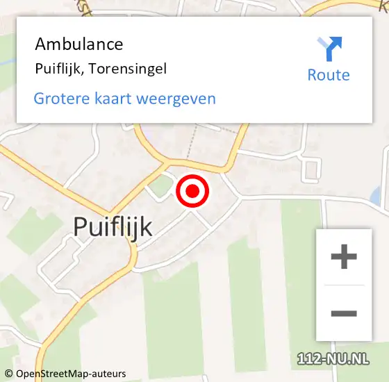 Locatie op kaart van de 112 melding: Ambulance Puiflijk, Torensingel op 19 maart 2018 09:43