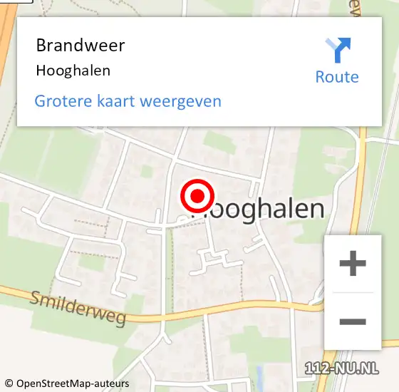 Locatie op kaart van de 112 melding: Brandweer Hooghalen op 19 maart 2018 09:59