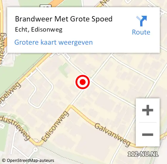 Locatie op kaart van de 112 melding: Brandweer Met Grote Spoed Naar Echt, Edisonweg op 19 maart 2018 10:32