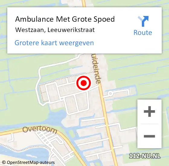 Locatie op kaart van de 112 melding: Ambulance Met Grote Spoed Naar Westzaan, Leeuwerikstraat op 19 maart 2018 10:40