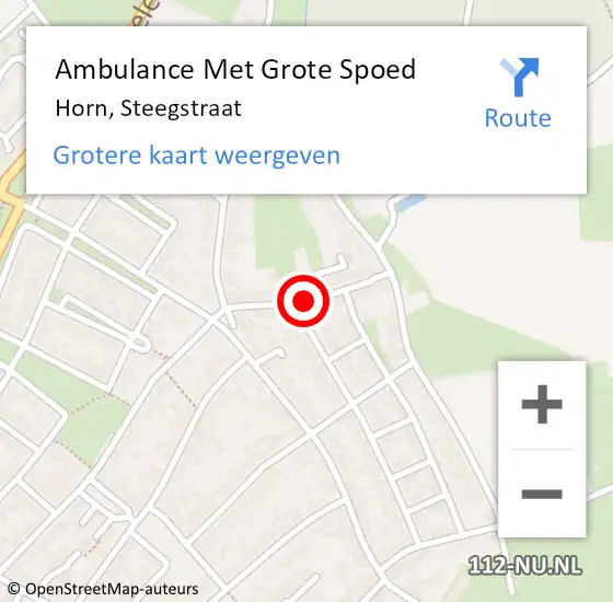 Locatie op kaart van de 112 melding: Ambulance Met Grote Spoed Naar Horn, Steegstraat op 19 maart 2018 10:40