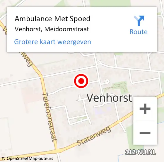 Locatie op kaart van de 112 melding: Ambulance Met Spoed Naar Venhorst, Meidoornstraat op 19 maart 2018 11:44