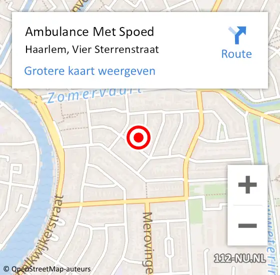 Locatie op kaart van de 112 melding: Ambulance Met Spoed Naar Haarlem, Vier Sterrenstraat op 19 maart 2018 11:47