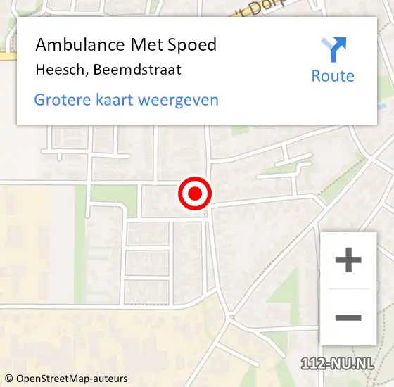 Locatie op kaart van de 112 melding: Ambulance Met Spoed Naar Heesch, Beemdstraat op 19 maart 2018 12:02