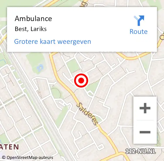 Locatie op kaart van de 112 melding: Ambulance Best, Lariks op 19 maart 2018 12:16