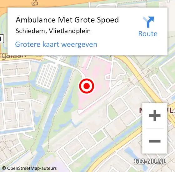 Locatie op kaart van de 112 melding: Ambulance Met Grote Spoed Naar Schiedam, Vlietlandplein op 19 maart 2018 12:43