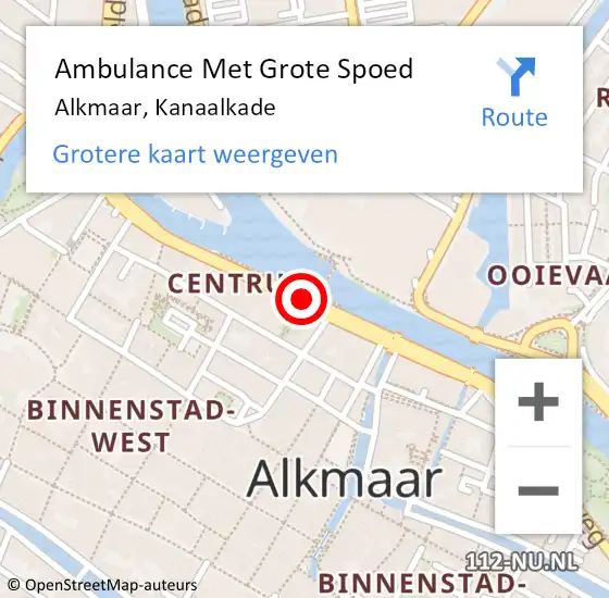 Locatie op kaart van de 112 melding: Ambulance Met Grote Spoed Naar Alkmaar, Kanaalkade op 19 maart 2018 13:16