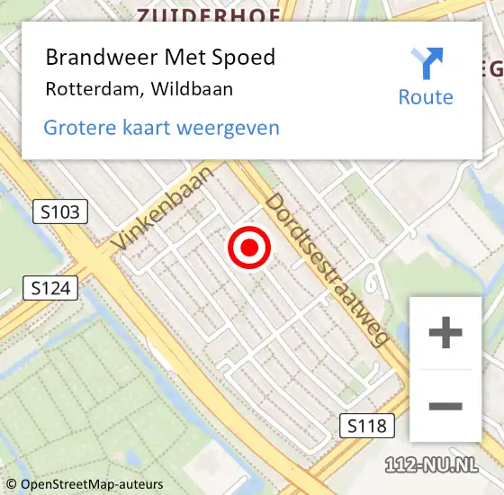 Locatie op kaart van de 112 melding: Brandweer Met Spoed Naar Rotterdam, Wildbaan op 19 maart 2018 13:22