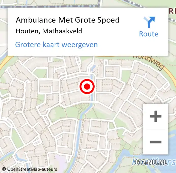 Locatie op kaart van de 112 melding: Ambulance Met Grote Spoed Naar Houten, Mathaakveld op 19 februari 2014 15:18