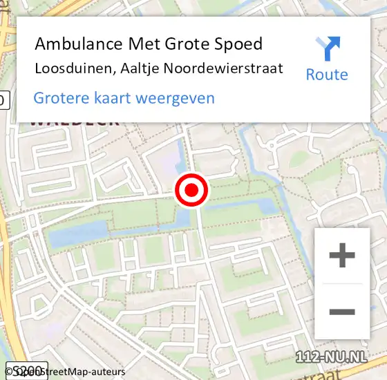 Locatie op kaart van de 112 melding: Ambulance Met Grote Spoed Naar Loosduinen, Aaltje Noordewierstraat op 19 maart 2018 13:41