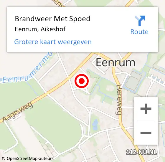 Locatie op kaart van de 112 melding: Brandweer Met Spoed Naar Eenrum, Aikeshof op 19 maart 2018 14:16