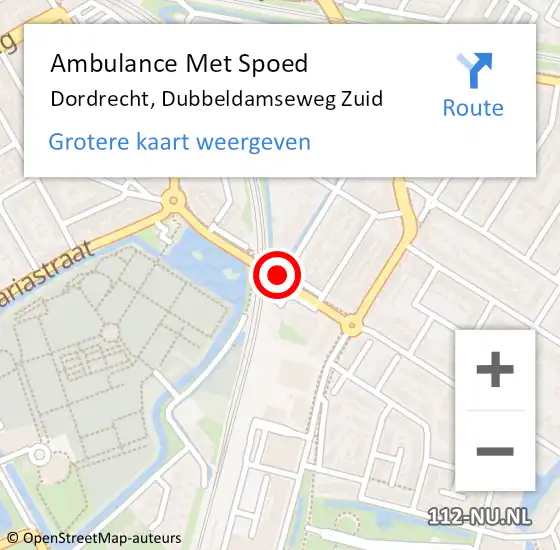 Locatie op kaart van de 112 melding: Ambulance Met Spoed Naar Dordrecht, Dubbeldamseweg Zuid op 19 maart 2018 14:21