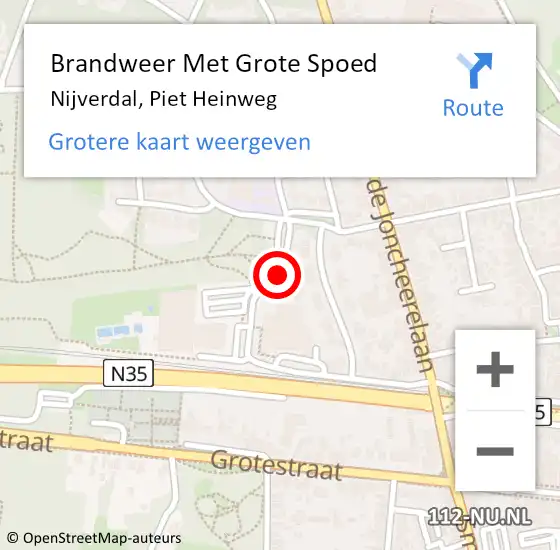 Locatie op kaart van de 112 melding: Brandweer Met Grote Spoed Naar Nijverdal, Piet Heinweg op 19 maart 2018 14:50