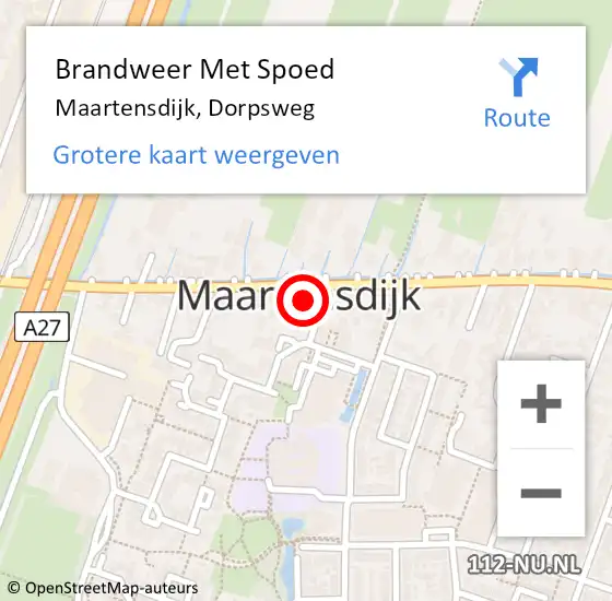 Locatie op kaart van de 112 melding: Brandweer Met Spoed Naar Maartensdijk, Dorpsweg op 19 maart 2018 15:32