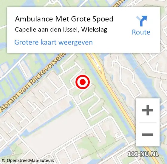 Locatie op kaart van de 112 melding: Ambulance Met Grote Spoed Naar Capelle aan den IJssel, Wiekslag op 19 maart 2018 15:32