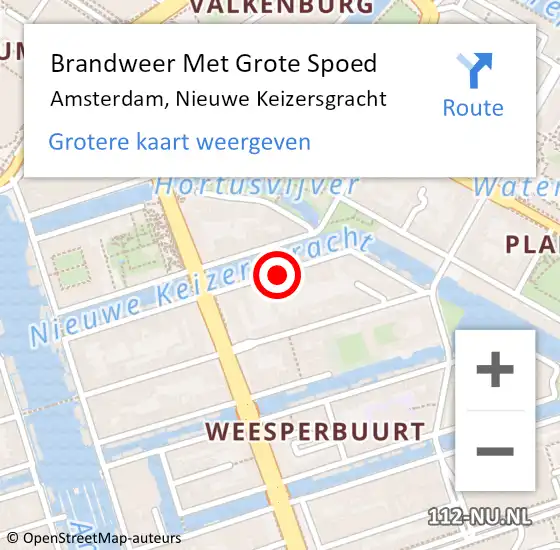 Locatie op kaart van de 112 melding: Brandweer Met Grote Spoed Naar Amsterdam, Nieuwe Keizersgracht op 19 maart 2018 15:37