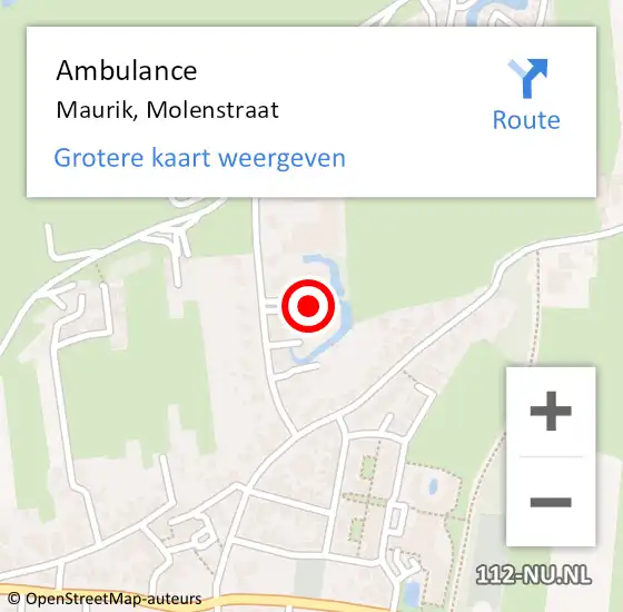 Locatie op kaart van de 112 melding: Ambulance Maurik, Molenstraat op 19 maart 2018 16:25