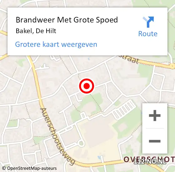 Locatie op kaart van de 112 melding: Brandweer Met Grote Spoed Naar Bakel, De Hilt op 19 maart 2018 16:57