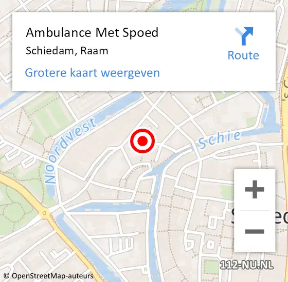 Locatie op kaart van de 112 melding: Ambulance Met Spoed Naar Schiedam, Raam op 19 maart 2018 17:05