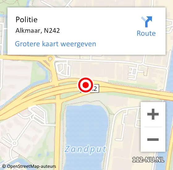 Locatie op kaart van de 112 melding: Politie Alkmaar, N242 op 19 maart 2018 17:21