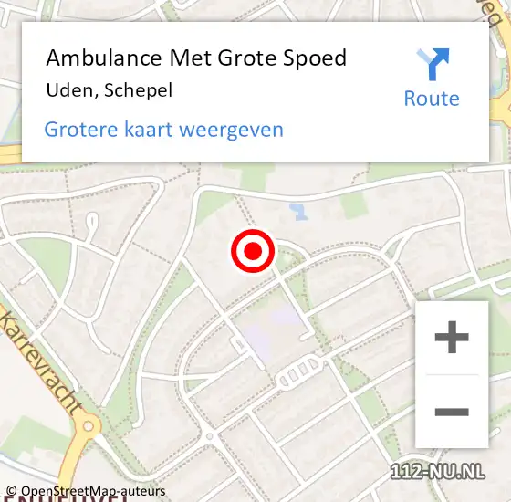 Locatie op kaart van de 112 melding: Ambulance Met Grote Spoed Naar Uden, Schepel op 19 maart 2018 17:25